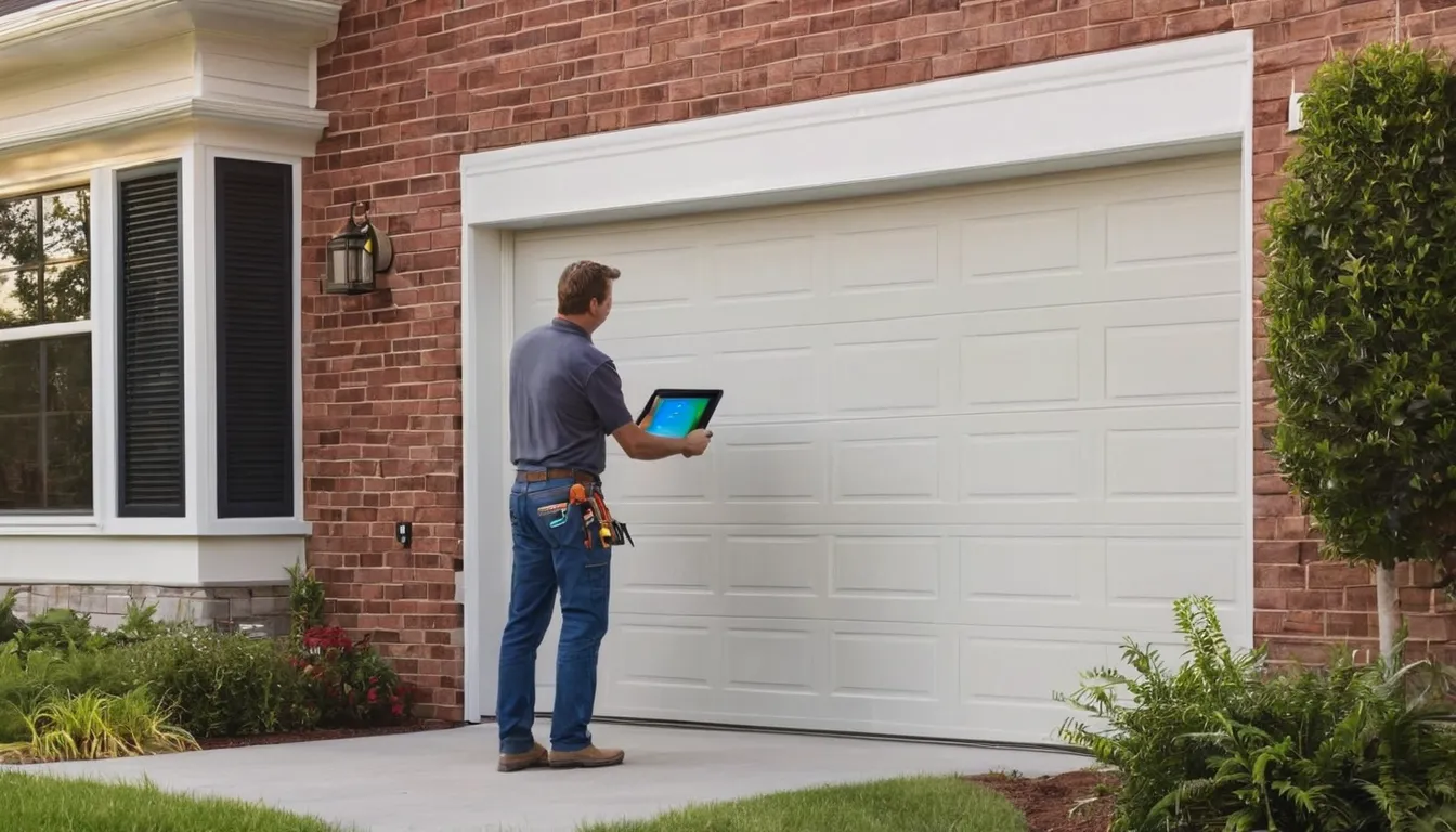 Independent provider installing a new garage door on a brick home in Fort Worth